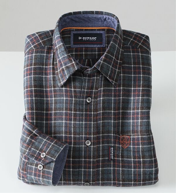 「＜ダンロップ・リファインド＞ぬくもりのウール入りシャツ（メンズシャツ）」｜ネイビー系