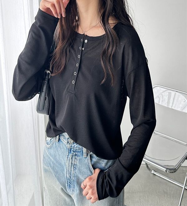 GeeRA（ジーラ）の「前後２ＷＡＹシアースラブヘンリーネックカットソー（カットソー）」｜詳細画像