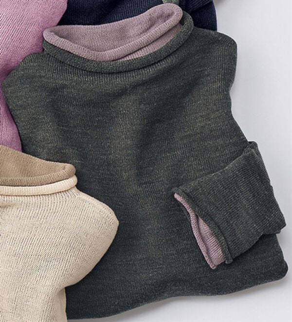 BELLUNA（ベルーナ）の「＜日本製＞ホールガーメント２枚重ね着プルオーバー（ニット・セーター）」｜チャコール