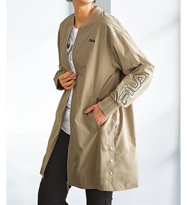 BELLUNA（ベルーナ）の「＜ＦＩＬＡ＞リブ使いはっ水ロングブルゾン（ブルゾン）」｜ベージュ