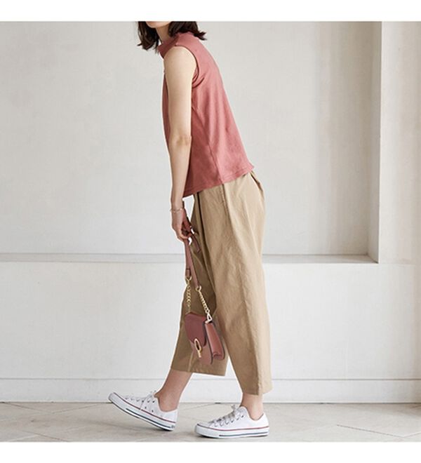 BELLUNA（ベルーナ）の「涼やか強撚綿１００％脇汗対策ハイネックタンクトップ（タンクトップ・キャミソール）」｜詳細画像