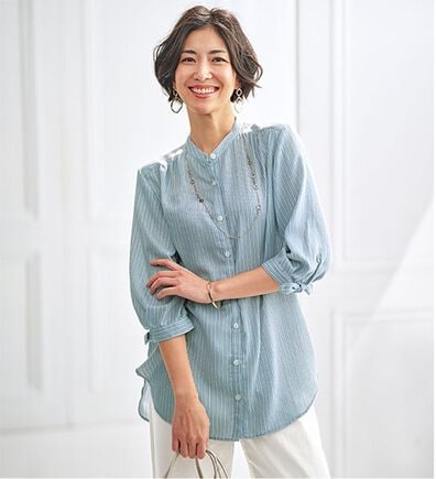 BELLUNA（ベルーナ）の「涼感柔らか袖リボンチュニック（チュニック）」