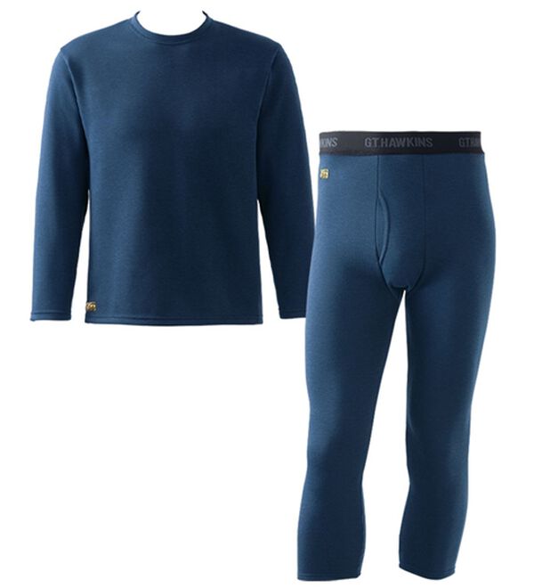 「＜グンゼ　ＧＴホーキンス＞ホットマジック（Ｒ）極厚インナー上下組（メンズ肌着・インナーウェア）」｜杢ネイビー