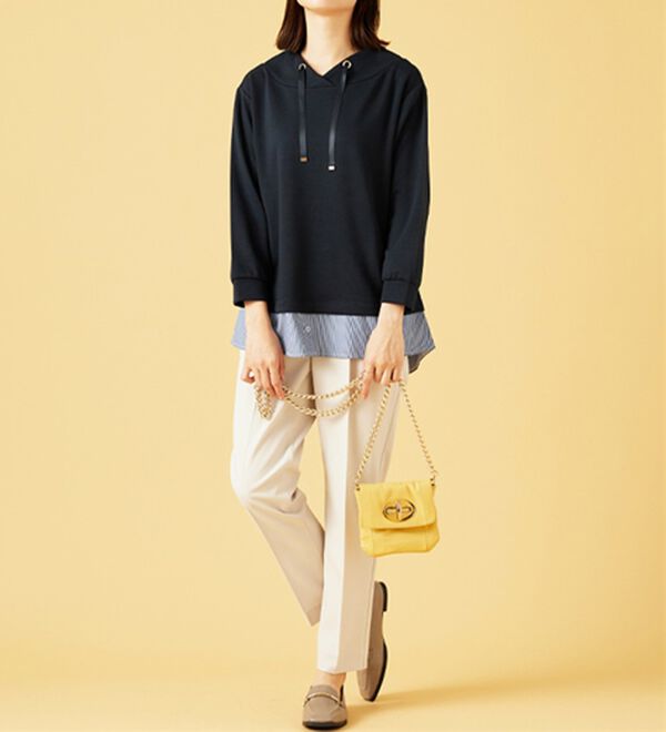 BELLUNA（ベルーナ）の「ワイドネックデザインシャツ切替チュニック（チュニック）」｜詳細画像