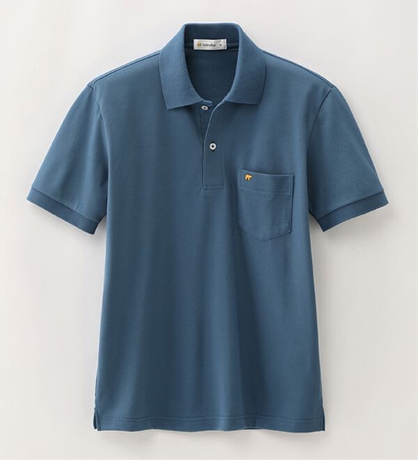 「＜ゴールデンベア＞上質国産ポロシャツ　選べる袖丈（半袖・７分袖）（メンズシャツ）」｜スモーキーブルー(半袖)