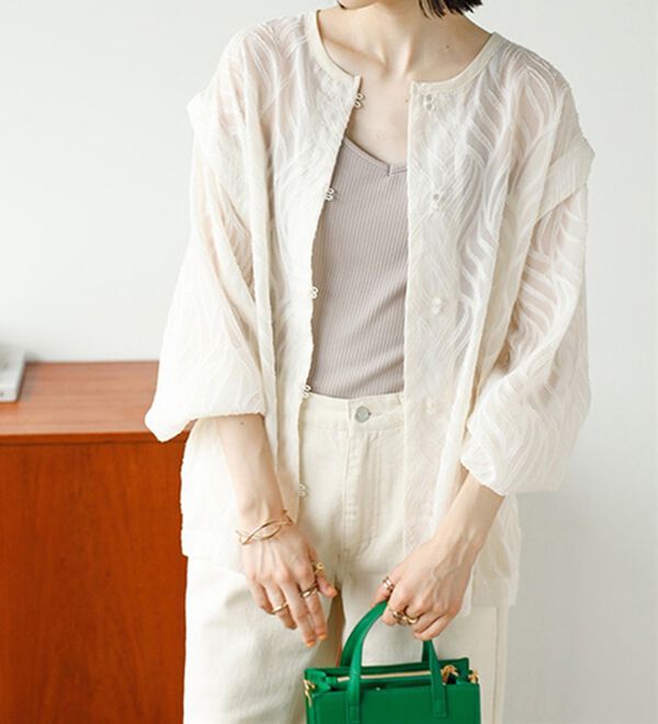 GeeRA（ジーラ）の「２ＷＡＹシアージャカードブラウス（ブラウス）」｜詳細画像