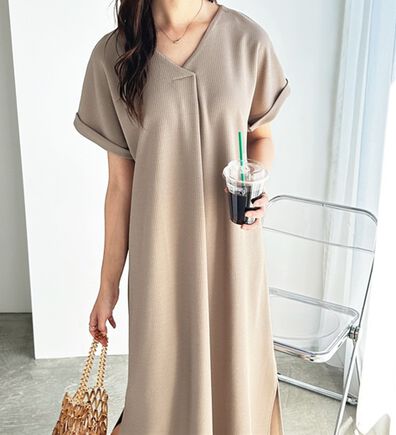 GeeRA（ジーラ）の「ひんやり快適！ジャカードスキッパーワンピ（カットソーワンピース）」