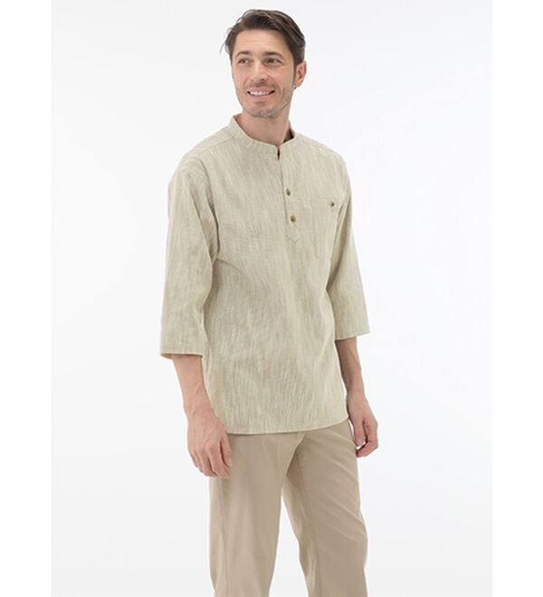 「ざっくり木綿のゆったりリラックスシャツ（メンズシャツ）」｜詳細画像