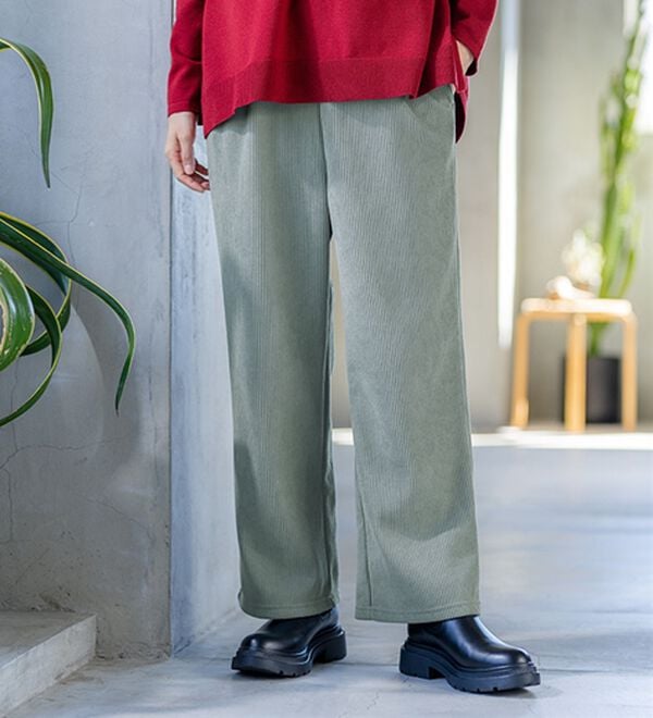 BELLUNA（ベルーナ）の「なめらか裏ベロアコーデュロイワイドパンツ（ワイドパンツ・ガウチョ）」｜詳細画像