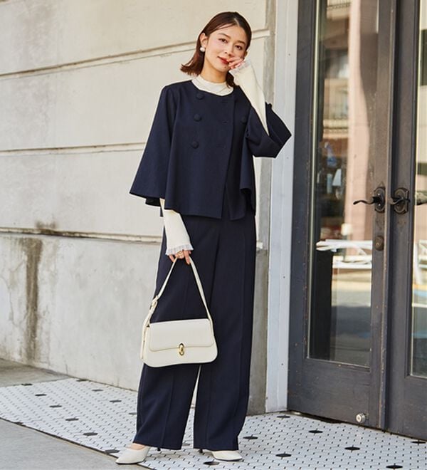 RANAN（ラナン）の「＜２点セット＞フレアージャケットワイドパンツセット（パンツスーツ）」｜ネイビー