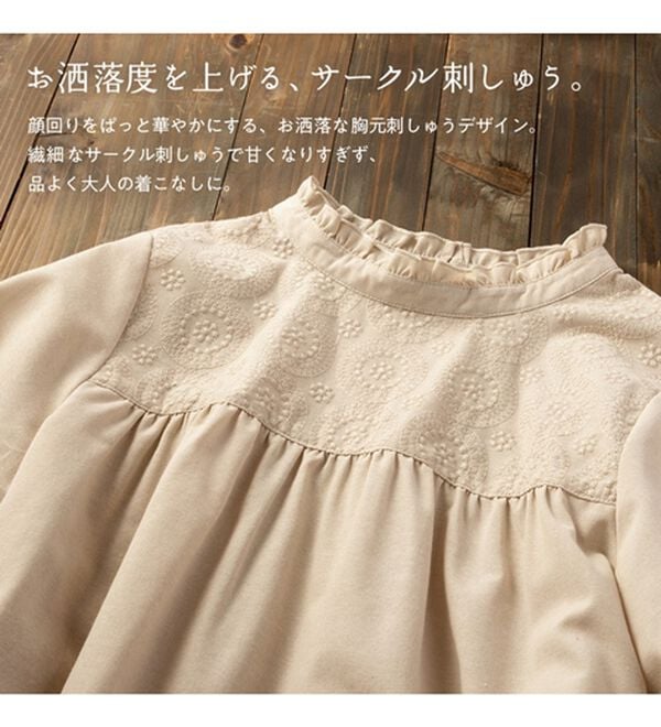 Viola e Viola（ヴィオラ エ ヴィオラ）の「サークル刺しゅうフリル衿ブラウス（ブラウス）」｜詳細画像