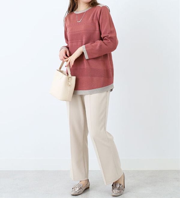 BELLUNA（ベルーナ）の「ミラノリブ配色ニットプルオーバー（ニット・セーター）」｜詳細画像