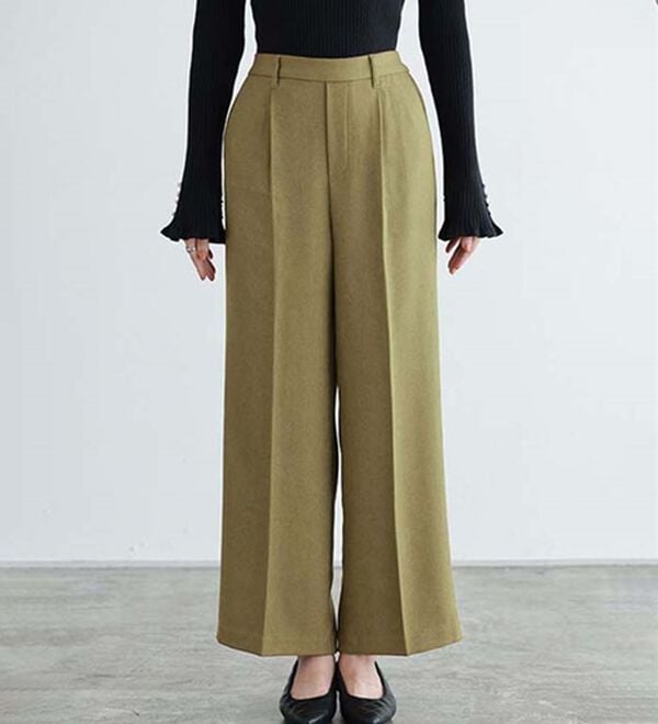 Pierrot（ピエロ）の「大人シルエットウールライクタックワイドパンツ（ワイドパンツ・ガウチョ）」｜詳細画像