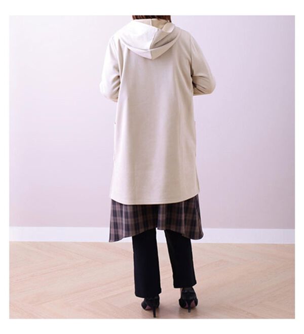 BELLUNA（ベルーナ）の「スエード調素材裏起毛フードカーディガン（ニットカーディガン）」｜詳細画像