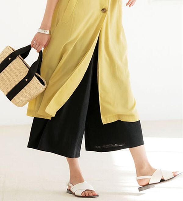 LAVIENNE（ラヴィエンヌ）の「スラブワイドパンツ（ワイドパンツ・ガウチョ）」｜ブラック