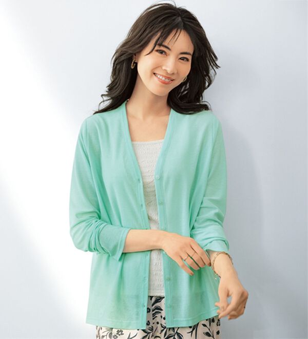 BELLUNA（ベルーナ）の「持ち運びに便利！ＵＶ対策シアーカーディガン（その他カーディガン）」｜ミント