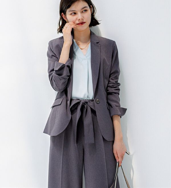 GeeRA（ジーラ）の「【2点セット】選べるボトム！洗えて型くずれしないパンツスーツセット（パンツスーツ）」｜詳細画像