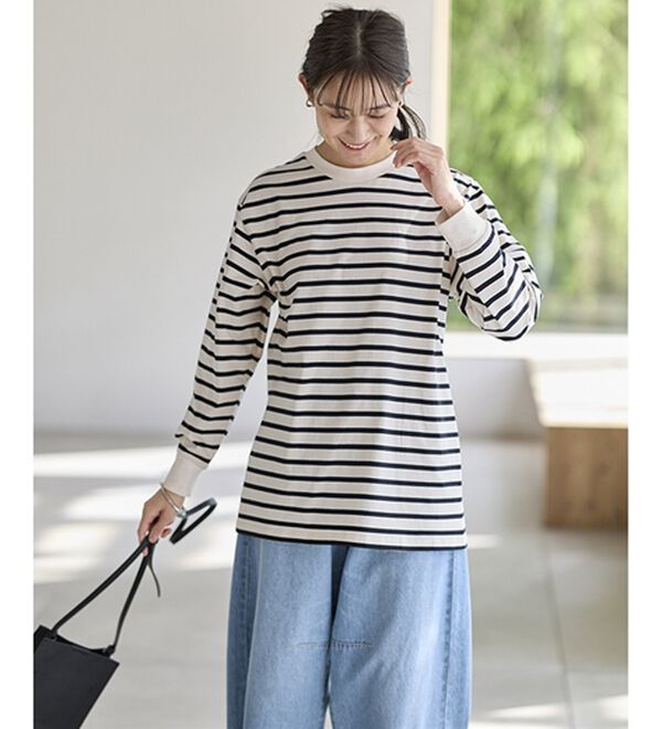 BELLUNA（ベルーナ）の「強撚綿１００％長袖プルオーバー（カットソー）」｜詳細画像