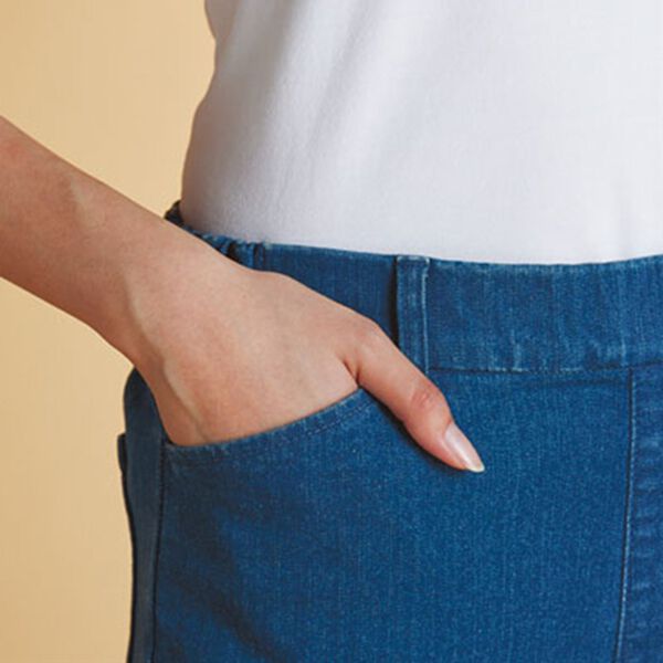 BELLUNA（ベルーナ）の「サイズ満載！裏起毛ぐん伸びデニムパンツ（フルレングスパンツ）」｜詳細画像