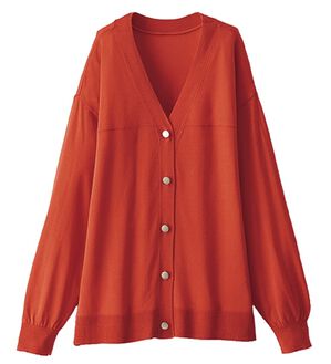 BELLUNA（ベルーナ）の「【快適Ｌａｂ．】シャリ冷！洗える多機能ニットカーディガン（ニットカーディガン）」｜オレンジ