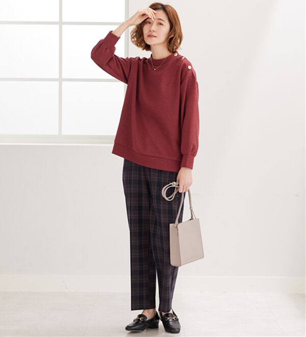 BELLUNA（ベルーナ）の「ジャカード素材肩ボタンプルオーバー（カットソー）」｜詳細画像