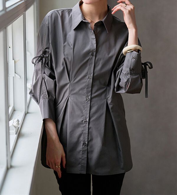 RANAN（ラナン）の「ウエストタック袖リボンシャツ（シャツ）」｜詳細画像