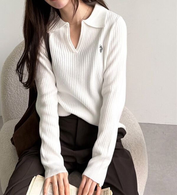 GeeRA（ジーラ）の「【U.S. POLO ASSN.】ポロ衿リブニット（ニット・セーター）」｜詳細画像