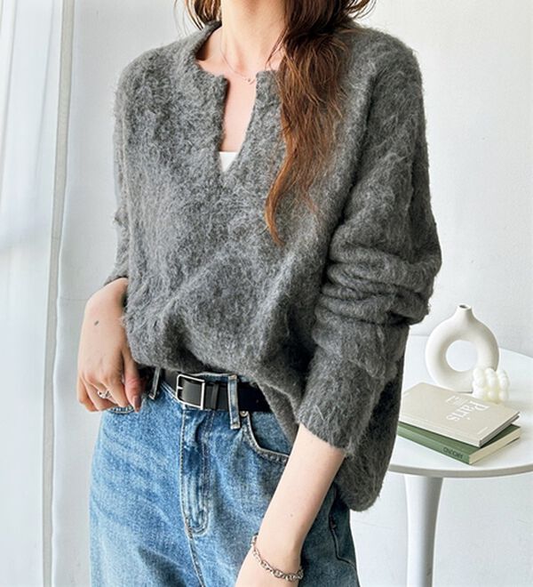 GeeRA（ジーラ）の「キーネック起毛ゆるニット（ニット・セーター）」｜詳細画像