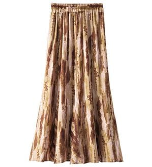 BELLUNA（ベルーナ）の「裾切替デザインフレアースカート（ひざ丈スカート）」｜ベージュ系水彩柄