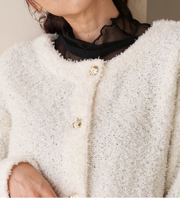 RANAN（ラナン）の「前後2WAYリボンヤーンショート丈カーディガン（ニットカーディガン）」｜詳細画像