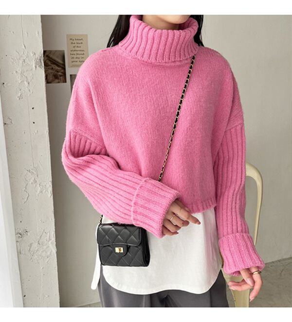 タートルネックショート丈ニット - ベルーナ【公式】