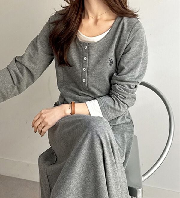 GeeRA（ジーラ）の「【U.S.POLOASSN】レイヤード風ヘンリーネックワンピース（カットソーワンピース）」｜詳細画像