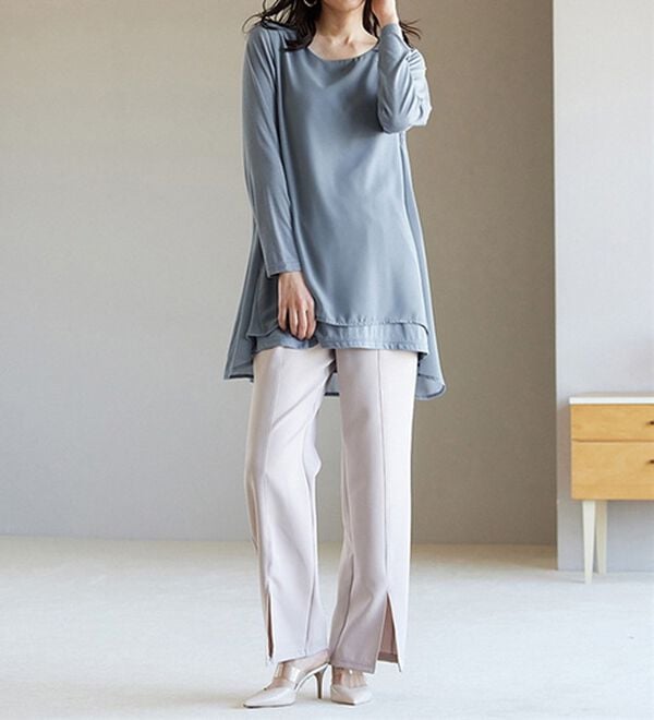 RANAN（ラナン）の「異素材切替フレアーチュニック（チュニック）」｜詳細画像