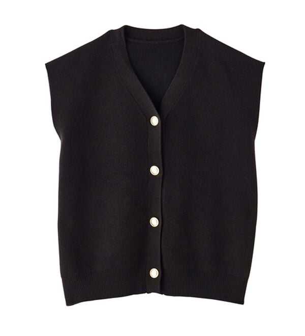 RANAN（ラナン）の「【ムースタッチ】洗える！ゴールド調ボタンニットベスト（ベスト）」｜詳細画像