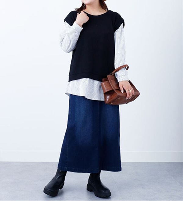 BELLUNA（ベルーナ）の「あぜ素材シャツフェイクチュニック（チュニック）」｜詳細画像