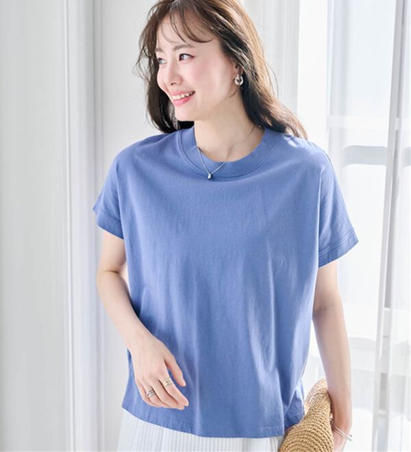 RANAN（ラナン）の「【選べる袖丈】ひんやり！＜BC＞綿100％プチハイネックＴシャツ（カットソー）」｜詳細画像