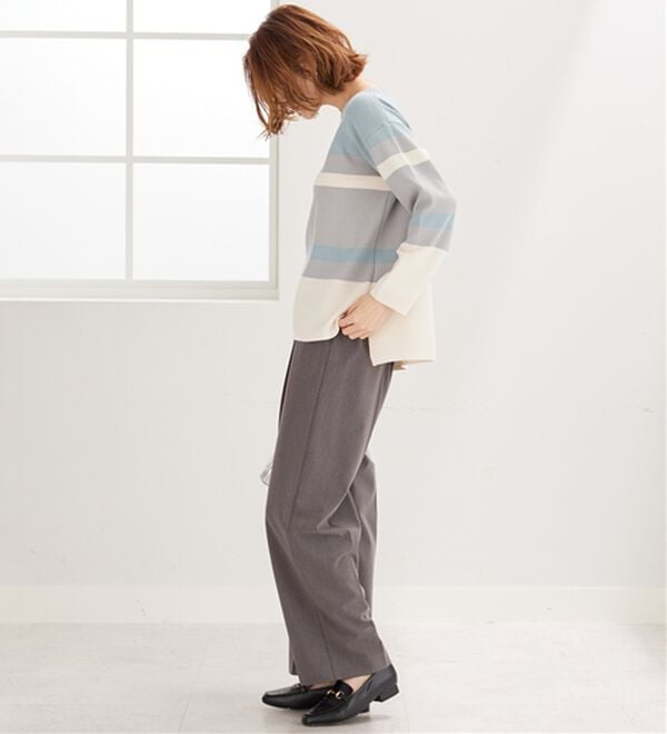 BELLUNA（ベルーナ）の「【暮らし快適ニット】ミラノリブ配色ボーダーニットプルオーバー（ニット・セーター）」｜詳細画像