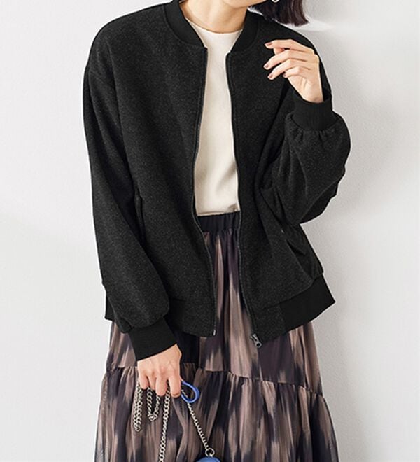 BELLUNA（ベルーナ）の「ウール調素材リブ切替ブルゾン（ブルゾン）」｜詳細画像