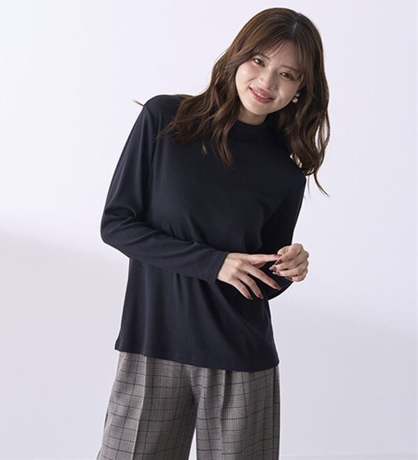 BELLUNA（ベルーナ）の「綿混リブハイネックプルオーバー（カットソー）」｜詳細画像