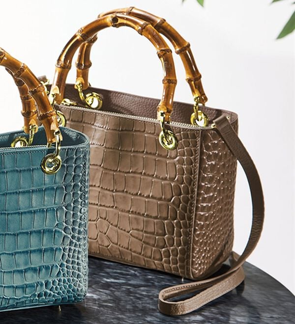 ルフラン（ルフラン）の「＜ロダニア＞牛革バンブーハンドルバッグ（ハンドバッグ）」｜トープ