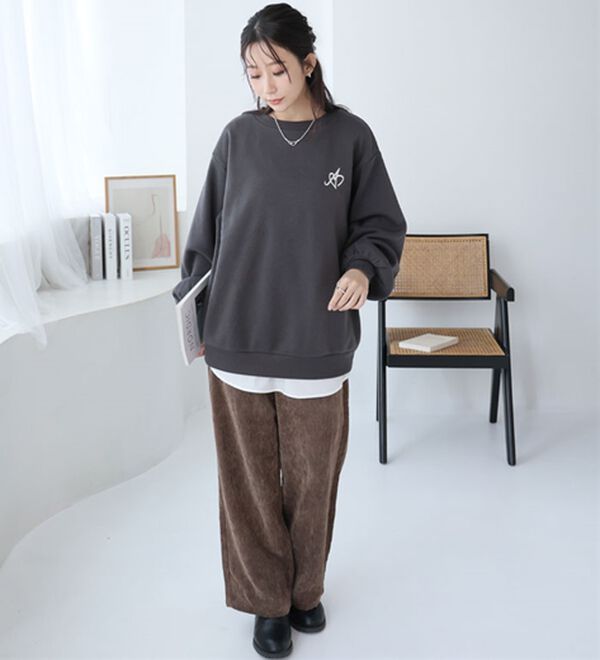 A HAPPY MARILYN（アハッピーマリリン）の「【Ｌ～８Ｌ】【ハピぽか裏起毛】２デザインから選べる刺繍トレーナー 毛玉になりにくい（トレーナー・スウェット）」｜詳細画像