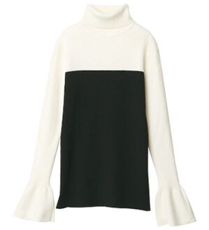 RANAN（ラナン）の「＜ムースタッチ＞洗える！バイカラータートルリブニット（ニット・セーター）」｜オフ／ブラック