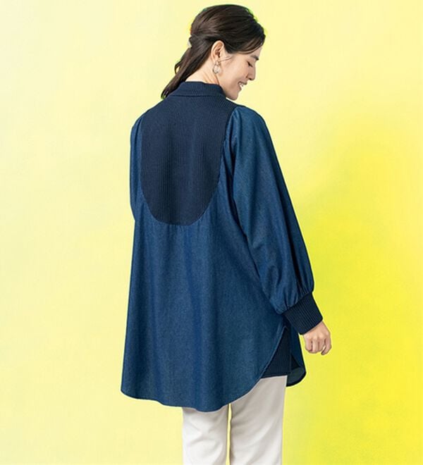 ルフラン（ルフラン）の「ニット&times;デニムのジップ使いチュニック（チュニック）」｜詳細画像