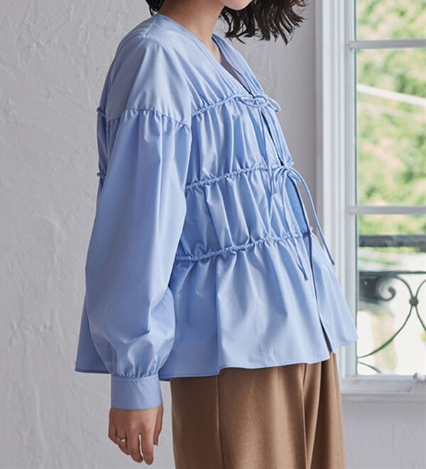 RANAN（ラナン）の「フロントリボンギャザーシャツ（シャツ）」｜詳細画像