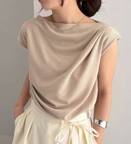 RANAN（ラナン）の「【ひんやり・ＵＶ】タックドレープフレンチスリーブカットソー（Tシャツ）」