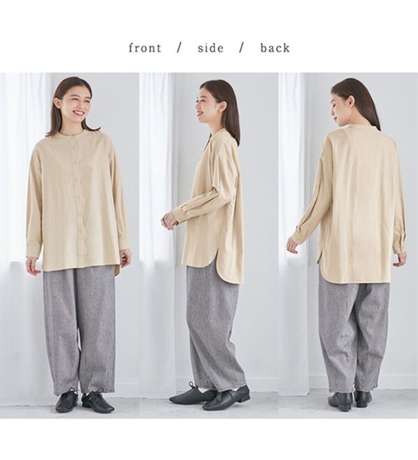 Viola e Viola（ヴィオラ エ ヴィオラ）の「綿１００％オックスバンドカラーシャツチュニック（チュニック）」｜詳細画像