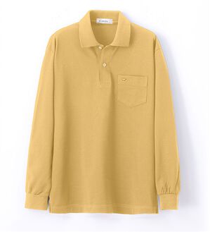 「＜ゴールデンベア＞上質国産ポロシャツ（長袖）（メンズポロシャツ）」｜クリーム