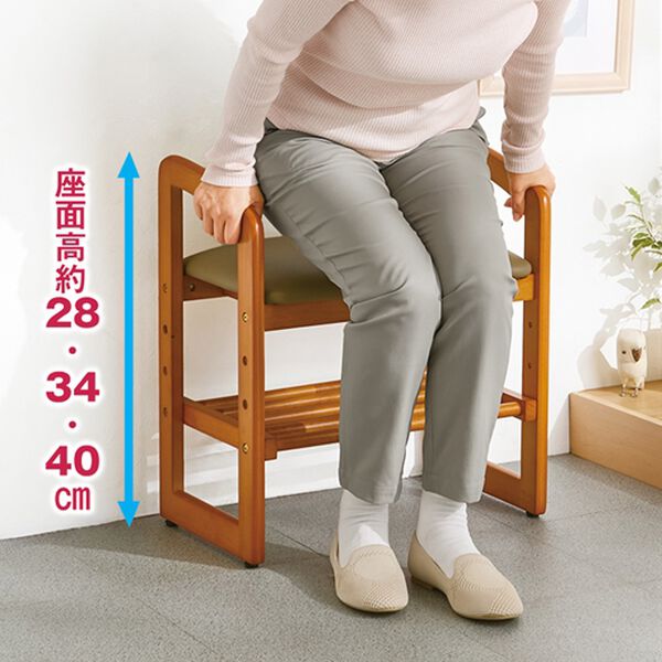 「高さが調整できる天然木サポートチェア（椅子・チェア・スツール）」｜詳細画像