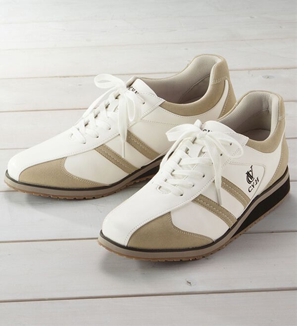 「＜コムルヴァン・オム＞洗練ヒールアップスニーカー（メンズスニーカー）」｜ホワイト