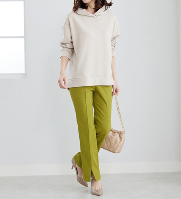 BELLUNA（ベルーナ）の「裏起毛かの子素材裾スリット美脚パンツ（フルレングスパンツ）」｜詳細画像